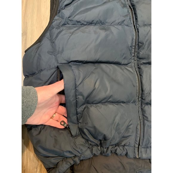 Eddie Bauer Mens XL Navy Goose Down Vest FLAWS - Picture 2 of 10
